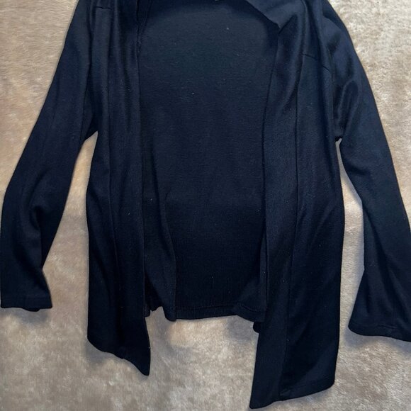 Poof Excellence Large Cardigan Sweater Navy Blue Open Front Boho‎ C03 - Picture 1 of 5